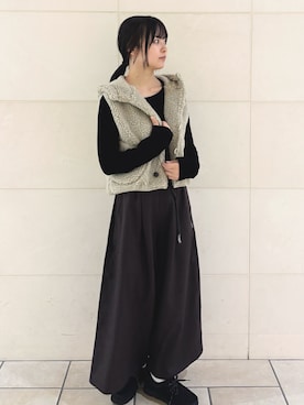 「アイテム（ベスト）」を使った、chihiroさん（レディース・153cm）の秋コーディネート