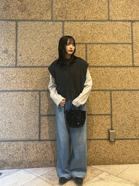 ナッピングウール2WAYベストを使った人気ファッションコーディネート