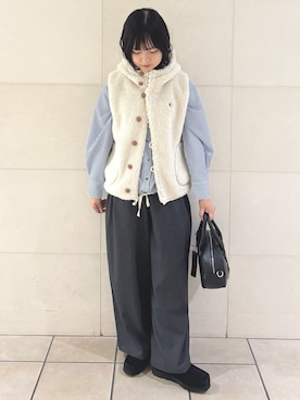 「アイテム（ベスト）」を使った、chihiroさん（レディース・153cm）の秋コーディネート