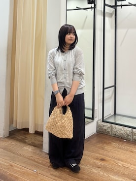 「かぐれ（カグレ）のコットンエアリーカーディガン（カーディガン/ボレロ、グレー系）」を使った、chihiroさん（レディース・153cm）の夏コーディネート