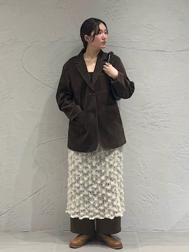 「KBF（ケイビーエフ）のジャガードリメイクベスト」を使った、のぶさんのコーディネート