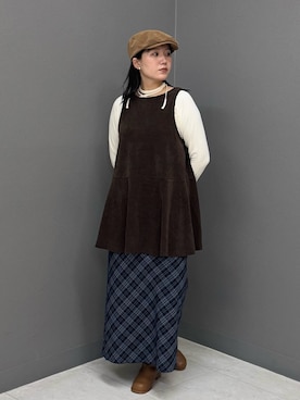 「アイテム（ハンチング/ベレー帽）」を使った、のぶさん（レディース・163cm）の秋コーディネート