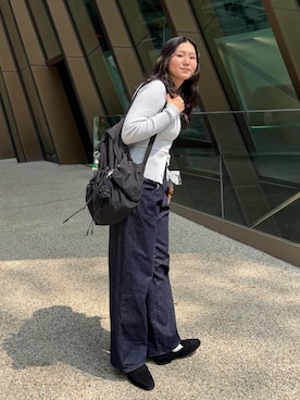 「RODE SKO（ロデスコ）の『MADE IN JAPAN』ソフトコインローファー（ローファー、ブラック系）」を使った、のぶさん（レディース・163cm）の春コーディネート