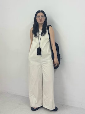 「KBF（ケイビーエフ）のプラットフォームトングサンダル（サンダル、ブラック系）」を使った、のぶさん（レディース・163cm）の夏コーディネート