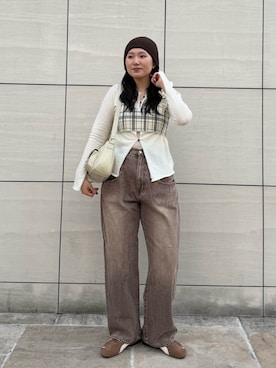 「KBF（ケイビーエフ）のPUMA　SPEEDCAT OG（スニーカー、ブラウン系）」を使った、のぶさん（レディース・163cm）の春コーディネート