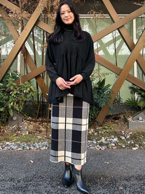 セール】《新色追加》チェック ニット ナロースカート ニットスカート