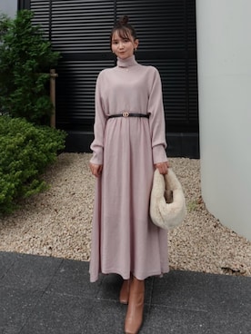 「アイテム（ワンピース、ピンク系）」を使った、ELFRANKさん（レディース・150cm）の冬コーディネート