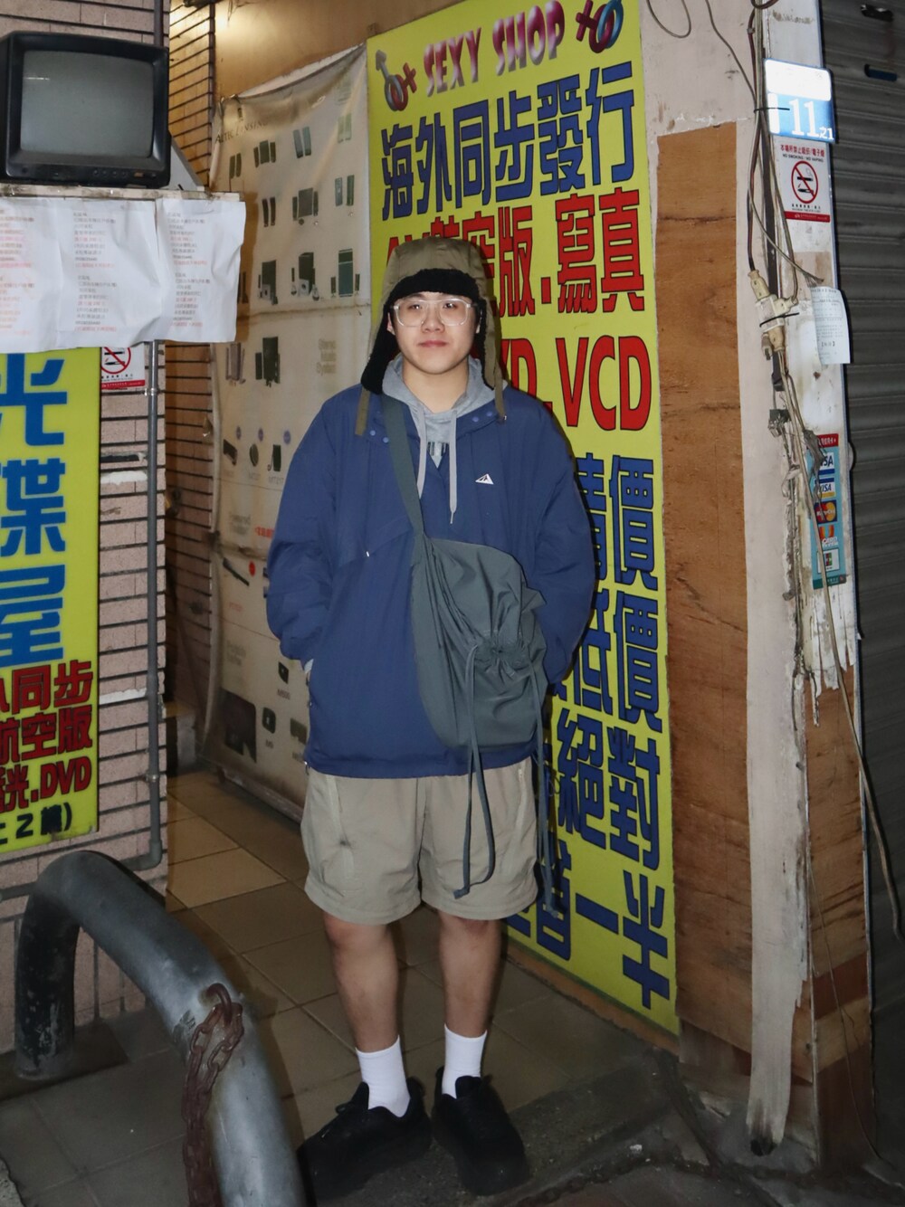 「GUのアイテム（バッグ、グレー系）」を使った、stanley🇹🇼さん（メンズ・170cm）の冬コーディネートの1枚目の写真