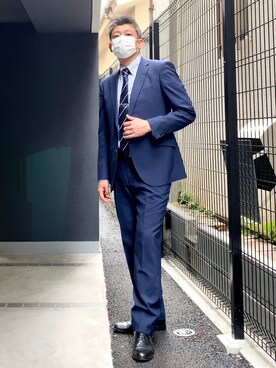「ブルーコーデ」｜「アイテム（スーツセット）」を使った、こすちんさん（メンズ・178cm）の春コーディネート