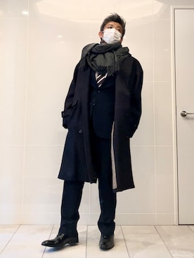 「NANO universe（ナノユニバース）のアイテム（スーツセット）」を使った、こすちんさん（メンズ・178cm）の冬コーディネート