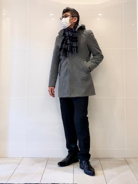 「TAKA-Q（タカキュー）のアイテム（その他アウター）」を使った、こすちんさん（メンズ・178cm）の冬コーディネート