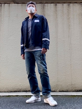 「UNIQLO+J」｜「アイテム（ブルゾン）」を使った、こすちんさん（メンズ・178cm）の春コーディネート