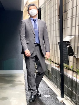「仕事着」｜「アイテム（スーツセット）」を使った、こすちんさん（メンズ・178cm）の春コーディネート