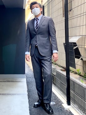 「古着」｜「アイテム（スーツセット）」を使った、こすちんさん（メンズ・178cm）の春コーディネート