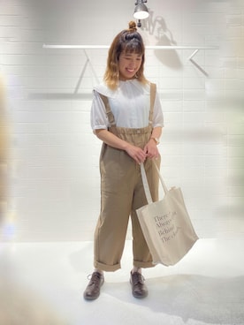 「ehka sopo（エヘカソポ）のアイテム（サロペット/オーバーオール）」を使った、___ayn21さん（レディース・158cm）の夏コーディネート