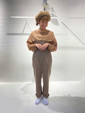「ehka sopo（エヘカソポ）のアイテム（オールインワン・サロペット）」を使った、___ayn21さん（レディース・158cm）の秋コーディネート