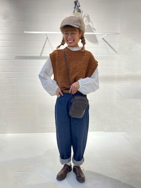 「158cmコーデ」｜「アイテム（帽子）」を使った、___ayn21さん（レディース・158cm）の秋コーディネート