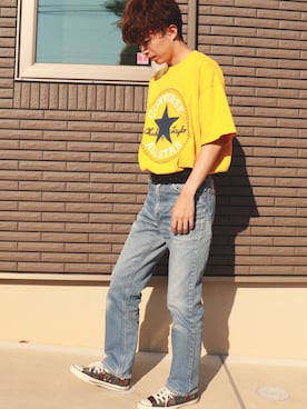 「CONVERSE（コンバース）のアイテム（Tシャツ/カットソー）」を使った、ry000hさん（メンズ・171cm）の春コーディネート