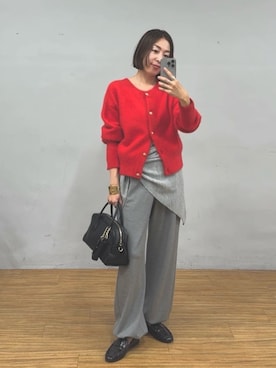 「赤ニット」｜AIさん（レディース・160cm）の秋コーディネート
