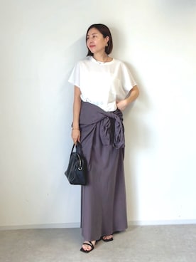 「アイテム（ボストンバッグ）」を使った、AIさん（レディース・160cm）の夏コーディネート