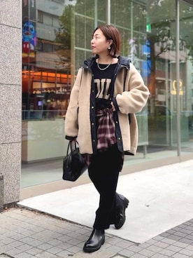 「アイテム（ネックレス）」を使った、AIさん（レディース・160cm）の秋コーディネート