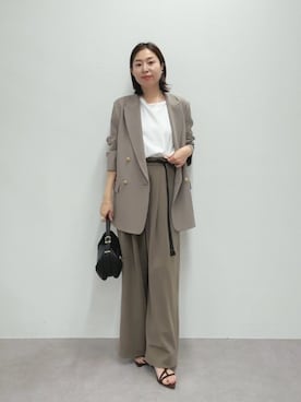 「RIVE DROITE（リヴドロワ）の予約【抜け感】ポインテッドラインサンダル（サンダル、ブラウン系）」を使った、AIさん（レディース・160cm）の春コーディネート