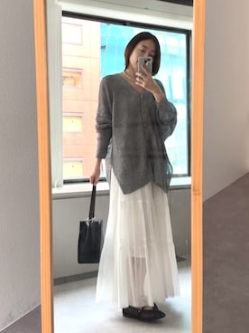 「RIVE DROITE（リヴドロワ）の【前後2WAY仕様】リネンブレンド2WAYカーデ（カーディガン/ボレロ、ブラウン系）」を使った、AIさん（レディース・160cm）の春コーディネート