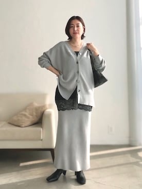 「アイテム（キャミソール）」を使った、AIさん（レディース・160cm）の冬コーディネート