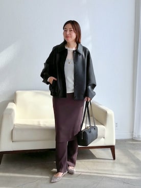 「秋服」｜「アイテム（ブルゾン）」を使った、AIさん（レディース・160cm）の秋コーディネート