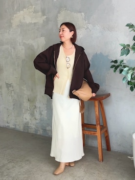 「アイテム（パーカー）」を使った、AIさん（レディース・160cm）の夏コーディネート