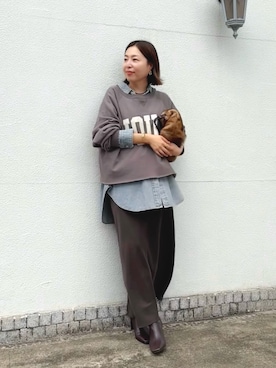 「アイテム（スウェット）」を使った、AIさん（レディース・160cm）の夏コーディネート