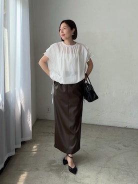 「アイテム（ボストンバッグ）」を使った、AIさん（レディース・160cm）の夏コーディネート