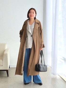 「アイテム（その他アウター、ブラウン系）」を使った、AIさん（レディース・160cm）の秋コーディネート