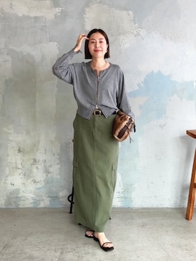 「アイテム（スカート）」を使った、AIさん（レディース・160cm）の夏コーディネート