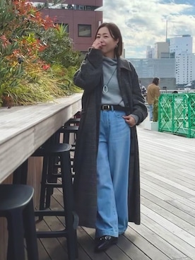 「アイテム（ステンカラーコート）」を使った、AIさん（レディース・160cm）の秋コーディネート