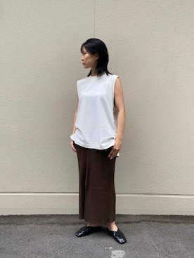 「PUBLUX（パブリュクス）のアイテム（サンダル）」を使った、uno.さん（レディース・155cm）の秋コーディネート