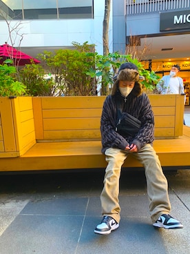 「WOOLRICH（ウールリッチ）のアイテム（パンツ）」を使った、 reachさん（メンズ・173cm）の冬コーディネート