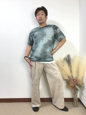 「アイテム（スウェットパンツ、ベージュ系）」を使った、すすむさん（メンズ・168cm）の夏コーディネート