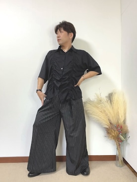 「Ellno Loset（エルノロゼット）のアイテム（シャツ/ブラウス）」を使った、すすむさん（メンズ・168cm）の夏コーディネート