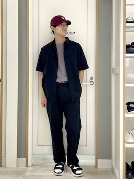 「GLOBAL WORK（グローバルワーク）のマイニチタキノウクルーTシャツ/636395（Tシャツ/カットソー、ベージュ系）」を使った、スギさん（メンズ・176cm）の夏コーディネート
