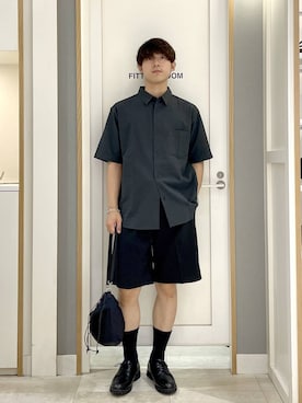 「GLOBAL WORK（グローバルワーク）のリッチクリーンTシャツ/半袖プリント/636394（Tシャツ/カットソー、ブルー系）」を使った、スギさん（メンズ・176cm）の夏コーディネート