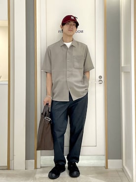「GLOBAL WORK（グローバルワーク）のエアかるイージーパンツ/633983（その他パンツ、ブラック系）」を使った、スギさん（メンズ・176cm）の夏コーディネート