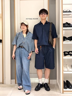 「GLOBAL WORK（グローバルワーク）の軽量PU7ポケットショルダー/629956（ショルダーバッグ、ブラウン系）」を使った、スギさん（メンズ・176cm）の夏コーディネート