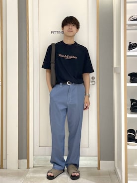 「GLOBAL WORK（グローバルワーク）のサラサラ快適DRYプリントTシャツ/636407（Tシャツ/カットソー、ブラック系）」を使った、スギさん（メンズ・176cm）の夏コーディネート