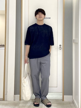 「GLOBAL WORK（グローバルワーク）のトクトク2SETメッシュニット×フレンチスリーブ/1023229（ニット/セーター、ブルー系）」を使った、スギさん（メンズ・176cm）の秋コーディネート