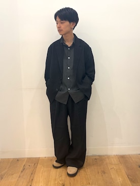 「SENSE OF PLACE by URBAN RESEARCH（センスオブプレイスバイアーバンリサーチ）のライトツイードテーラードジャケット（その他アウター、ブラック系）」を使った、showさん（メンズ・165cm）の秋コーディネート