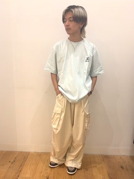 「SENSE OF PLACE by URBAN RESEARCH(センスオブプレイスバイアーバンリサーチ)の別注/Disney/グラフィックTシャツB(Tシャツ/カットソー、ブルー系)」を使った、showさん(メンズ・165cm)の夏コーディネート