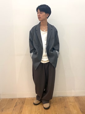 「SENSE OF PLACE by URBAN RESEARCH（センスオブプレイスバイアーバンリサーチ）の『イージーケア/撥水/静電気防止』SKINProofテーラードジャケット（その他アウター、ブルー系）」を使った、showさん（メンズ・165cm）の秋コーディネート