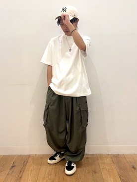 「SENSE OF PLACE by URBAN RESEARCH(センスオブプレイスバイアーバンリサーチ)のコットンスムースショートスリーブ Tシャツ(Tシャツ/カットソー、ホワイト系)」を使った、showさん(メンズ・165cm)の夏コーディネート