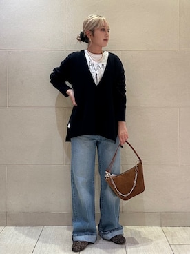 「SHIPS（シップス）のアイテム（Tシャツ/カットソー）」を使った、小菅さん（レディース・156cm）の秋コーディネート